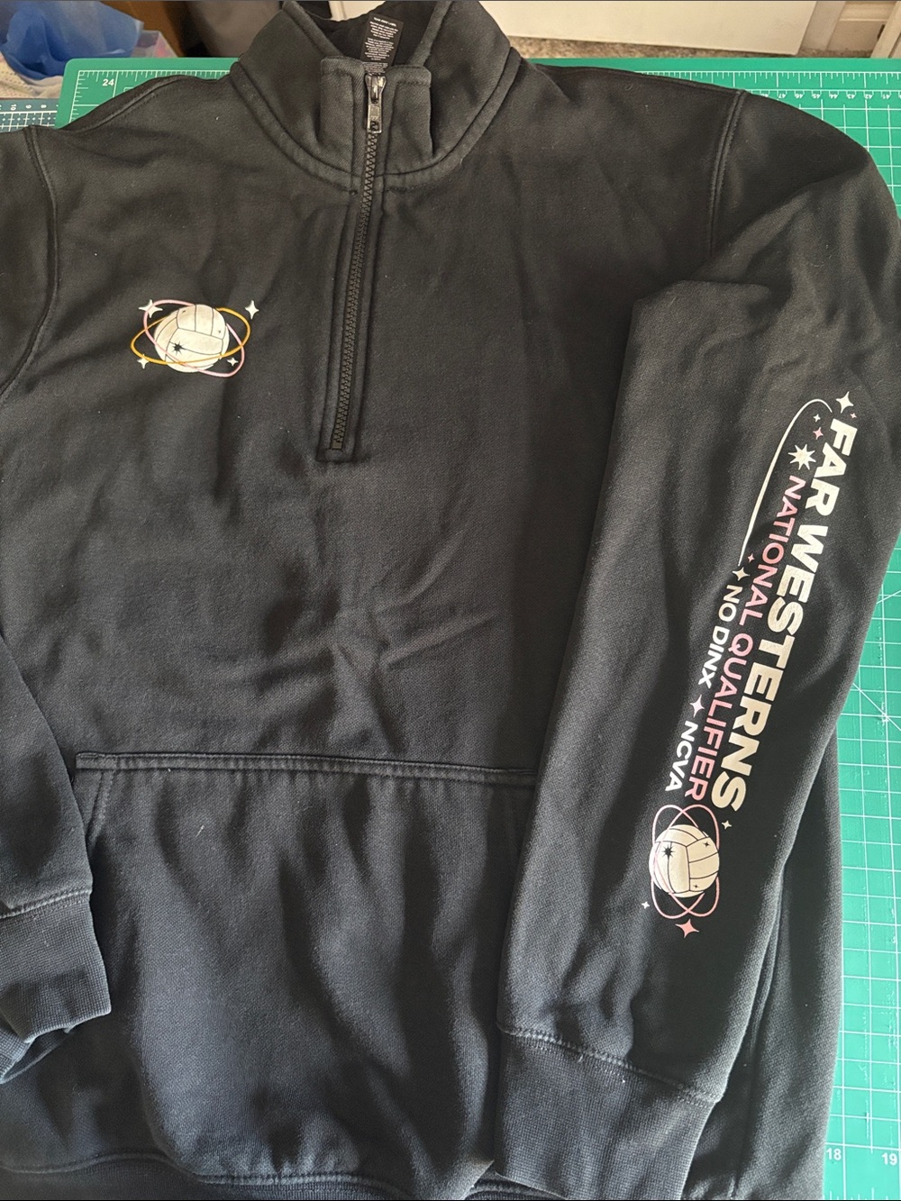 District Black Half-Zip Varsity Jacket with Space Globe Graphics
